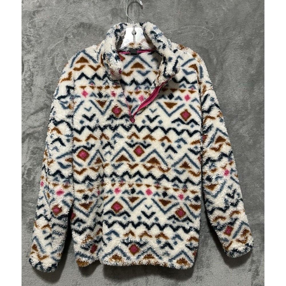 Eddie Bauer Womens XL Fleece Pullover Quarter Zip Shepra‎ Southwestern